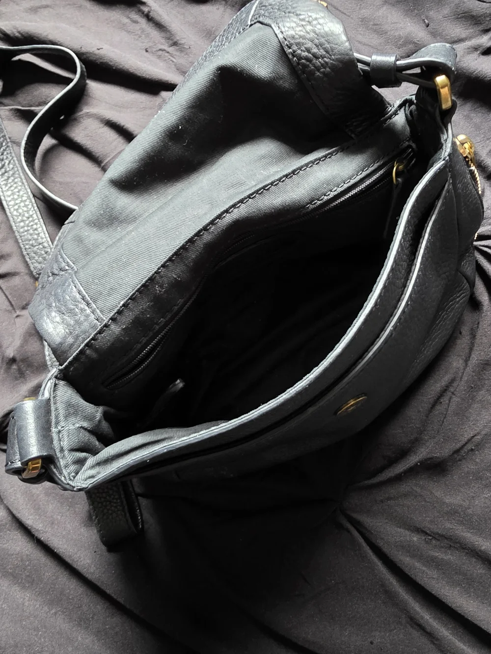 Fossil Black Pebbled Genuine Leather Preston Crossbody Bag
